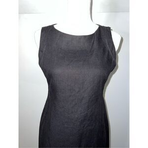 Women’s Irish Linen Boatneck Sheath Black Dress 4P